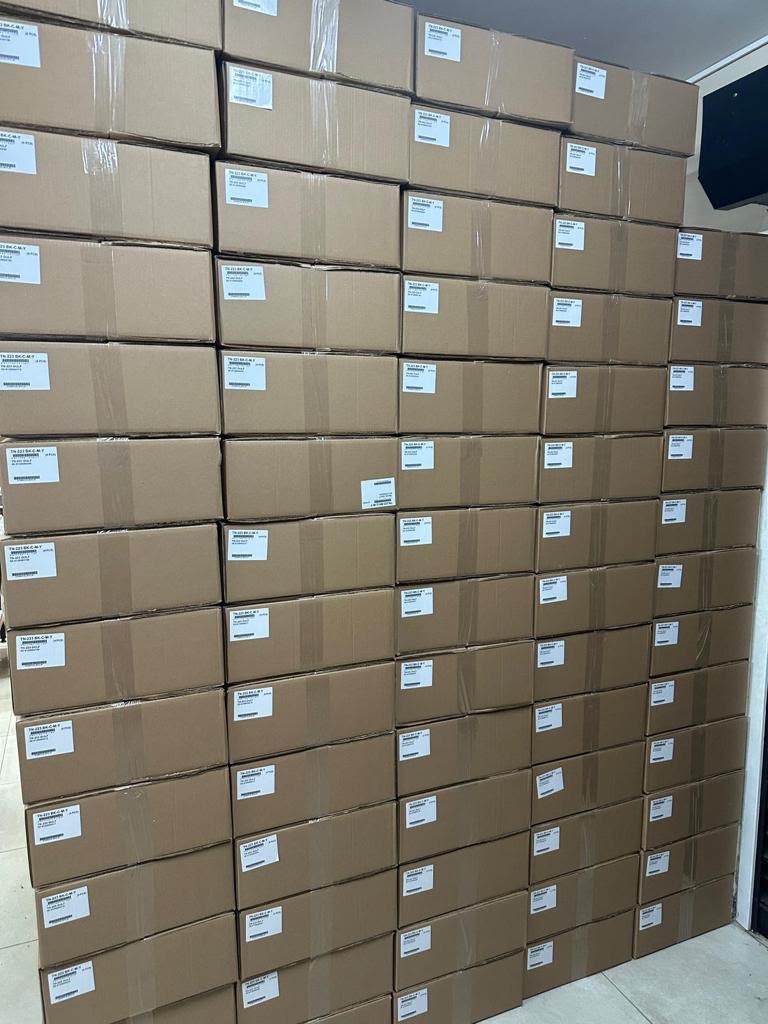 Actual CJY warehouse inventory stored in labeled cartons
